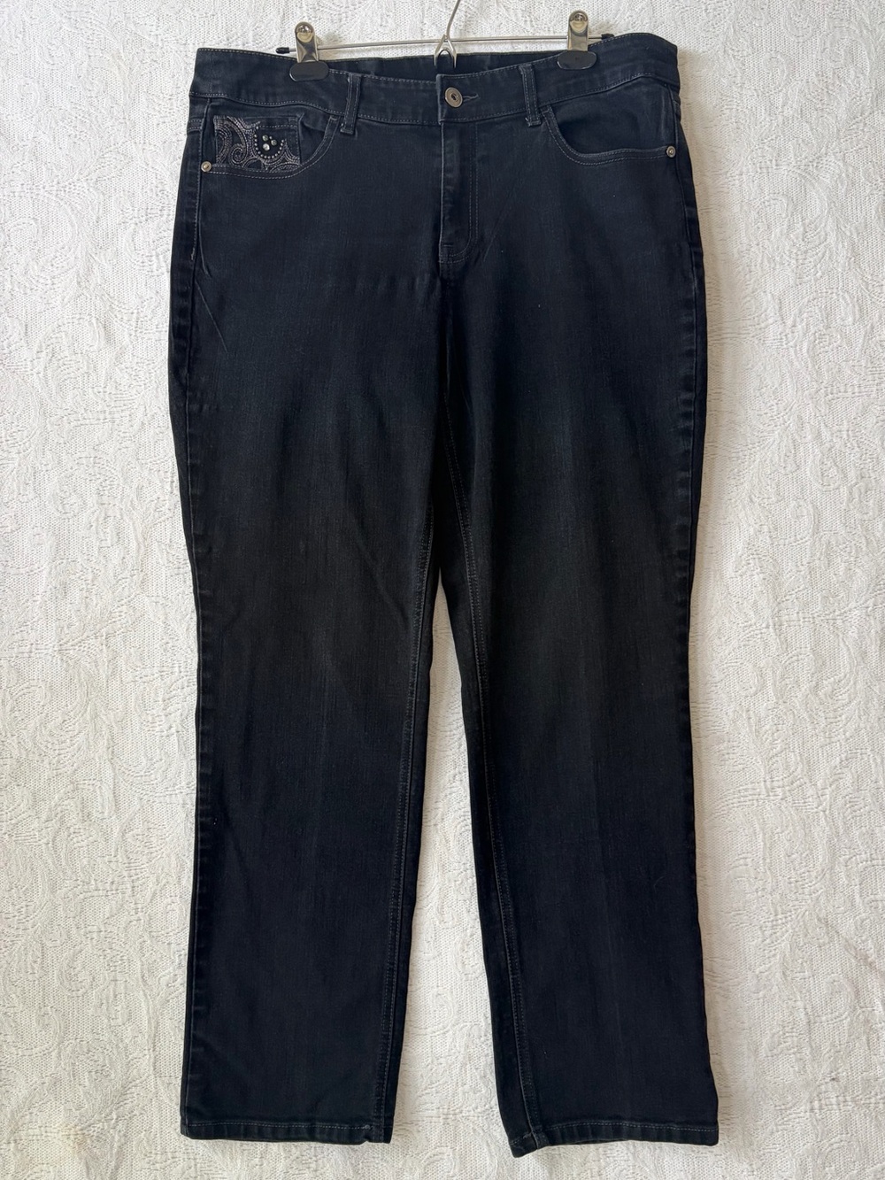 Christopher & Banks Black Straight Leg Studded Jeans